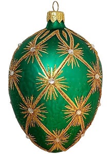 jule glas pynt i grøn Fabergé æg